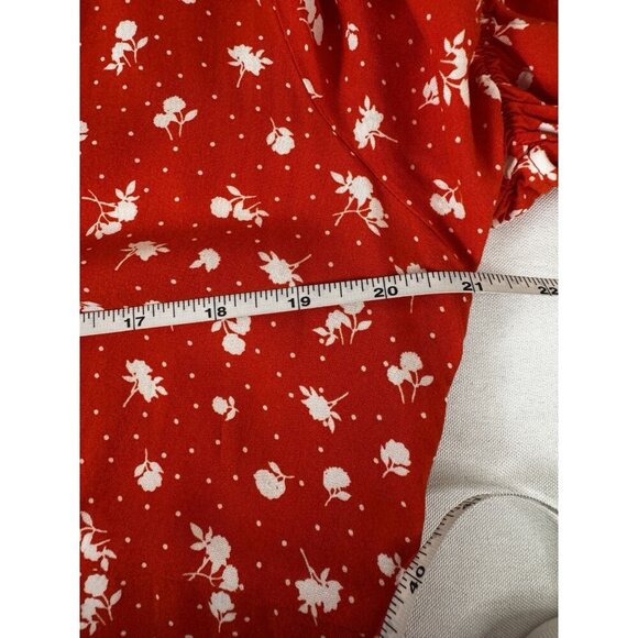 Y2K Red Floral Babydoll Mini Dress L Cottagecore Coquette Soft Girl Romantic - Picture 5 of 12